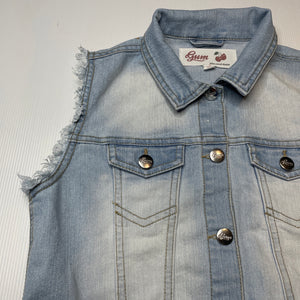 Girls Gum, blue stretch denim vest, GUC, size 10,  