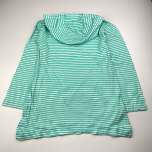 Girls Rhubarb, striped cotton long sleeve hooded top, EUC, size 6-7,  