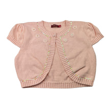Load image into Gallery viewer, Girls Yaduo, knitted cotton short sleeve cardigan, *2 sequins missing front*, FUC, size 12-14,  