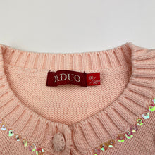 Load image into Gallery viewer, Girls Yaduo, knitted cotton short sleeve cardigan, *2 sequins missing front*, FUC, size 12-14,  