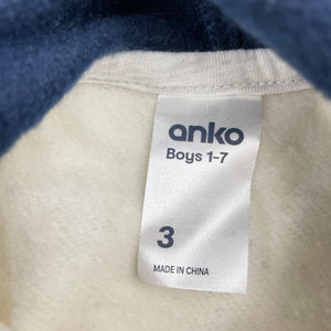 Boys Anko, fleece lined zip hoodie sweater, EUC, size 3,  