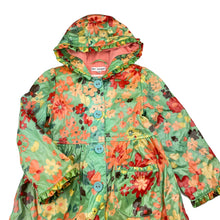 Load image into Gallery viewer, Girls M&amp;S, fleece lined floral rain jacket / coat, GUC, size 4-5,  