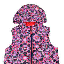 Load image into Gallery viewer, Girls Eve's Sister, colourful hooded puffer vest, EUC, size 10,  