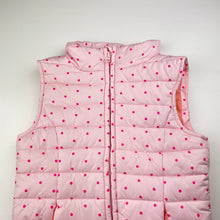 Load image into Gallery viewer, Girls Cotton On, pink spot puffer vest / sleeveless jacket, EUC, size 8,  