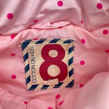 Load image into Gallery viewer, Girls Cotton On, pink spot puffer vest / sleeveless jacket, EUC, size 8,  