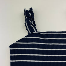 Load image into Gallery viewer, Girls Bardot Junior, navy &amp; white stripe stretchy summer top, GUC, size 7,  