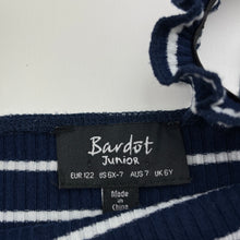 Load image into Gallery viewer, Girls Bardot Junior, navy &amp; white stripe stretchy summer top, GUC, size 7,  