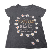 Load image into Gallery viewer, Girls Next, grey t-shirt / top, flowers, GUC, size 9,  