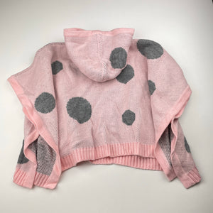 Girls Milkshake, pink & grey knitted poncho sweater, EUC, size 3-4,  