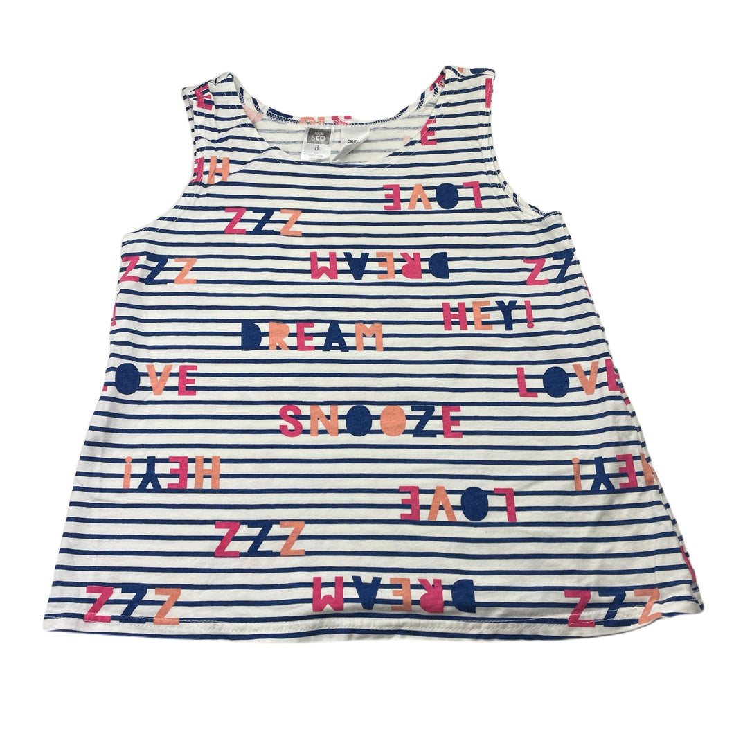 Girls Kids & Co, cotton summer pyjama top, FUC, size 8,  