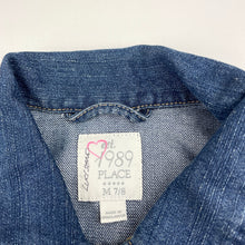 Load image into Gallery viewer, Girls The Place, blue denim jacket, light marks, FUC, size 7-8,  