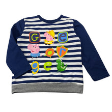 Load image into Gallery viewer, Boys Peppa Pig, striped sweater / jumper, no size, armpit to ampit: 35cm, shoulder to cuff: 35cm, GUC, size 3-4,  