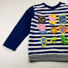 Load image into Gallery viewer, Boys Peppa Pig, striped sweater / jumper, no size, armpit to ampit: 35cm, shoulder to cuff: 35cm, GUC, size 3-4,  