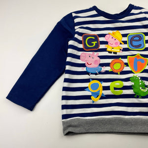 Boys Peppa Pig, striped sweater / jumper, no size, armpit to ampit: 35cm, shoulder to cuff: 35cm, GUC, size 3-4,  