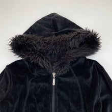 Load image into Gallery viewer, Girls Love 2 Dance, black velour zip hoodie sweater, FUC, size 8,  