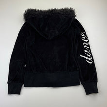 Load image into Gallery viewer, Girls Love 2 Dance, black velour zip hoodie sweater, FUC, size 8,  