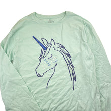 Load image into Gallery viewer, Girls Clothing &amp; Co, cotton long sleeve top, unicorn, EUC, size 16,  