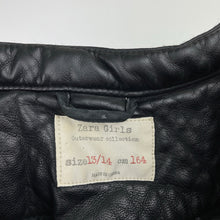 Load image into Gallery viewer, Girls Zara, black faux leather jacket, EUC, size 13-14,  