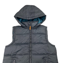Load image into Gallery viewer, Boys Bauhaus, grey puffer vest / sleeveless jacket, detachable hood, GUC, size 12,  