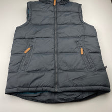Load image into Gallery viewer, Boys Bauhaus, grey puffer vest / sleeveless jacket, detachable hood, GUC, size 12,  