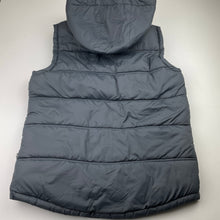 Load image into Gallery viewer, Boys Bauhaus, grey puffer vest / sleeveless jacket, detachable hood, GUC, size 12,  