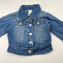 Load image into Gallery viewer, Girls H&amp;T, blue stretch denim jacket, FUC, size 4,  