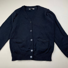 Load image into Gallery viewer, Girls M&amp;S, navy knit cardigan, EUC, size 7-8,  