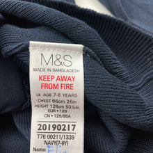 Load image into Gallery viewer, Girls M&amp;S, navy knit cardigan, EUC, size 7-8,  