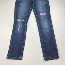 Load image into Gallery viewer, Girls YMI girl, distressed stretch denim jeans, Inside leg: 56cm, W: 28cm across unstretched, GUC, size 8,  
