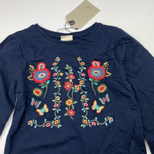 Load image into Gallery viewer, Girls Zara, embroidered navy cotton long sleeve top, NEW, size 7,  