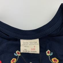 Load image into Gallery viewer, Girls Zara, embroidered navy cotton long sleeve top, NEW, size 7,  