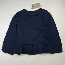 Load image into Gallery viewer, Girls Zara, embroidered navy cotton long sleeve top, NEW, size 7,  