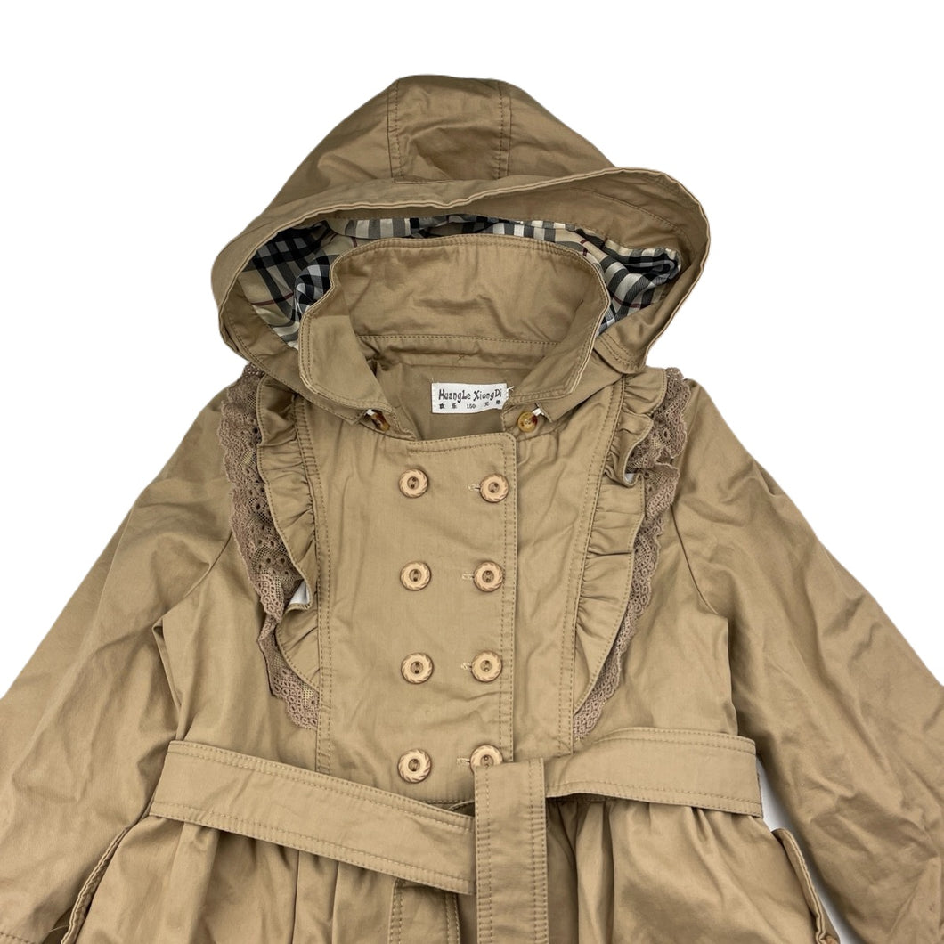 Girls Huang Le Xiong Di, lined lightweight hooded jacket / coat, L: 54cm, armpit to armpit: 33cm, shoulder to cuff: 42cm, EUC, size 6-8,  