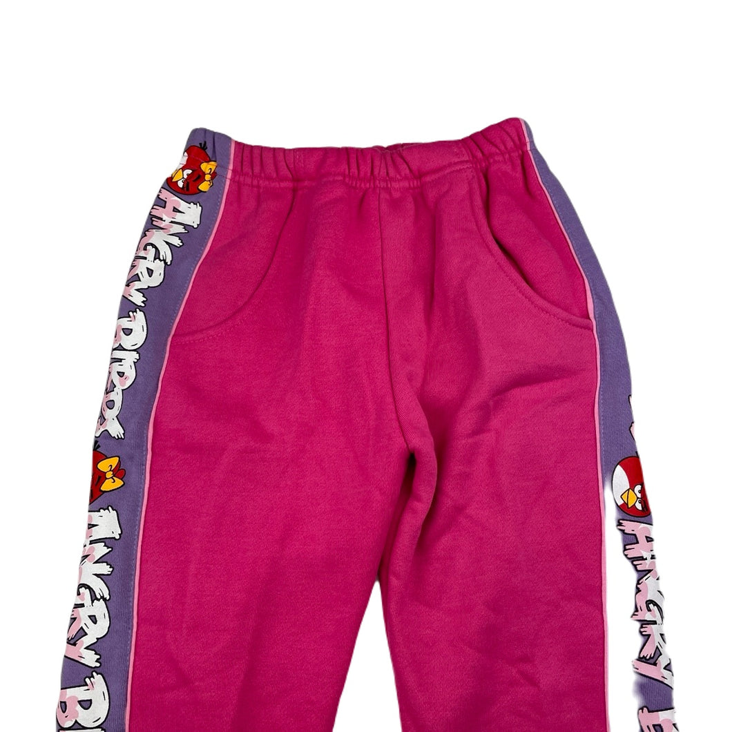 Girls ANGRY BIRDS, fleece lined track pants, elasticated, Inside leg: 38cm, EUC, size 3,  