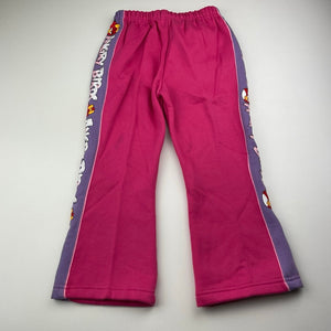 Girls ANGRY BIRDS, fleece lined track pants, elasticated, Inside leg: 38cm, EUC, size 3,  