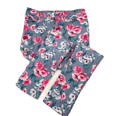 Girls Target, floral stretch cotton pants, adjustable, Inside leg: 69cm, light marks, FUC, size 14,  