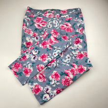 Load image into Gallery viewer, Girls Target, floral stretch cotton pants, adjustable, Inside leg: 69cm, light marks, FUC, size 14,  