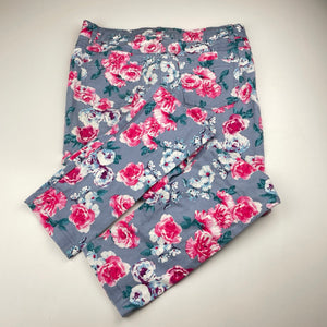 Girls Target, floral stretch cotton pants, adjustable, Inside leg: 69cm, light marks, FUC, size 14,  