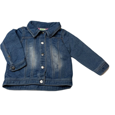 Girls Hippo + Friends, blue knit denim jacket, poppers, GUC, size 1,  