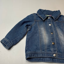 Load image into Gallery viewer, Girls Hippo + Friends, blue knit denim jacket, poppers, GUC, size 1,  