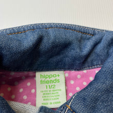 Load image into Gallery viewer, Girls Hippo + Friends, blue knit denim jacket, poppers, GUC, size 1,  