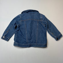 Load image into Gallery viewer, Girls Hippo + Friends, blue knit denim jacket, poppers, GUC, size 1,  