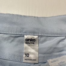 Load image into Gallery viewer, Girls Anko, blue stretch cotton shorts, adjustable, GUC, size 10,  