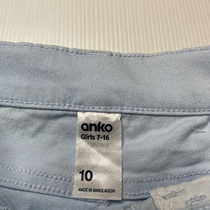 Girls Anko, blue stretch cotton shorts, adjustable, GUC, size 10,  