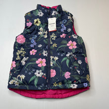 Load image into Gallery viewer, Girls Target, reversible floral / pink puffer vest, NEW, size 4,  