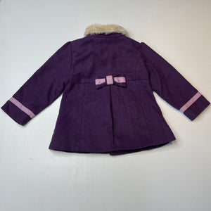 Girls Pumpkin Patch, lined purple jacket / coat, L: 40cm, GUC, size 3,  