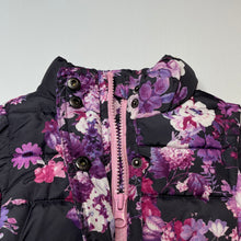 Load image into Gallery viewer, Girls Fun Spirit, fleece lined floral puffer vest / jacket, GUC, size 3,  