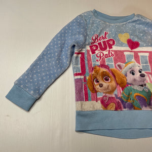 Girls Paw Patrol, fleece winter pyjama top, GUC, size 3,  