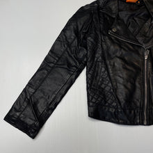 Load image into Gallery viewer, Girls Fun Spirit, black faux leather jacket, EUC, size 6,  