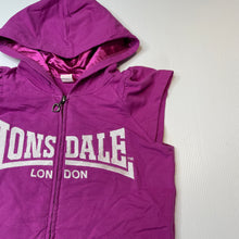 Load image into Gallery viewer, Girls Lonsdale, stretchy hooded zip up top, EUC, size 6,  